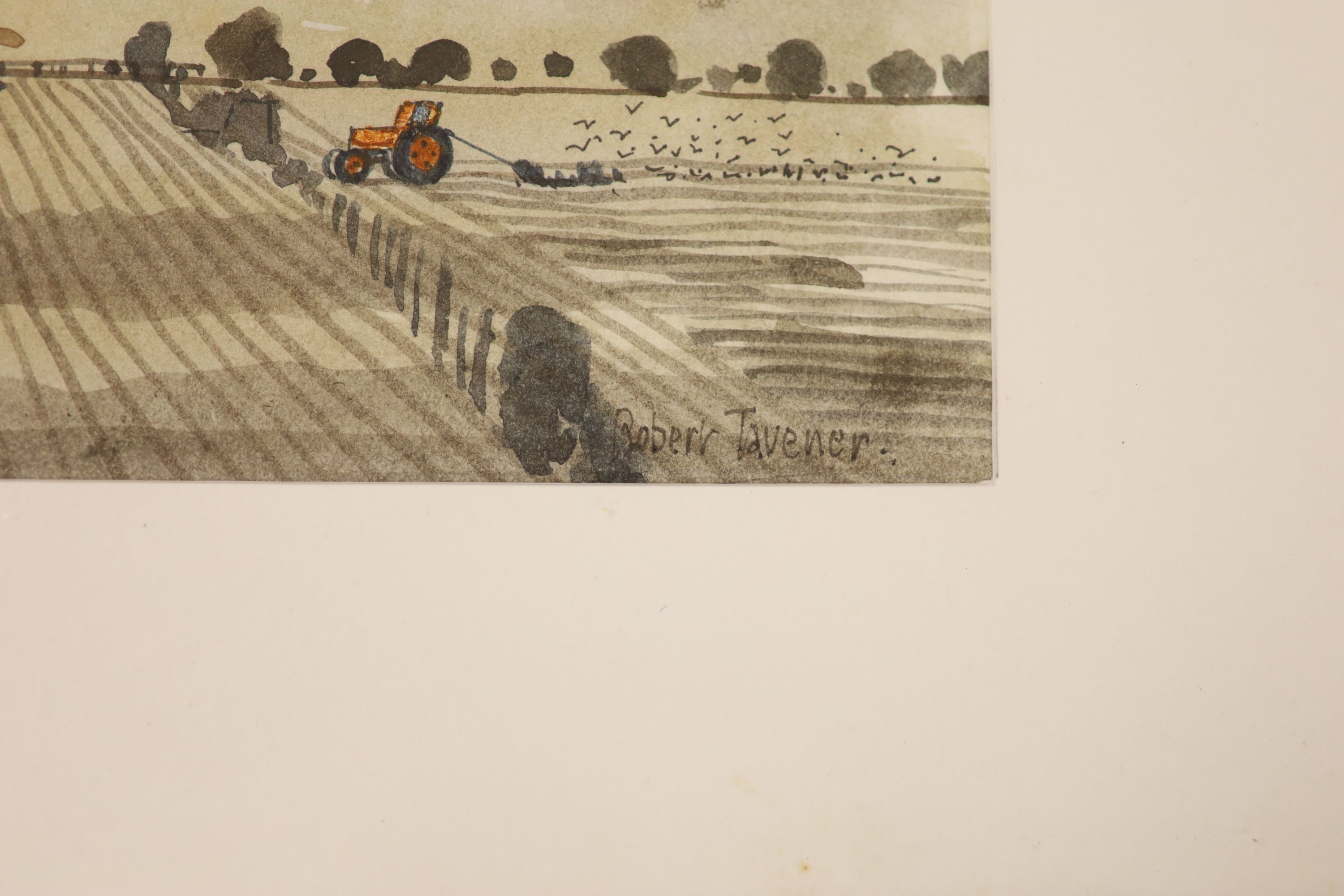 Robert Tavener (1920-2004), watercolour, 'Oast houses and cornfield', signed, with Bankside Gallery label verso, 16 x 24cm